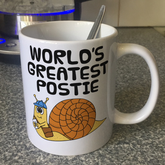 Funny Postman Mug (Snail) - World's Greatest Postie - Gift For Postal Worker