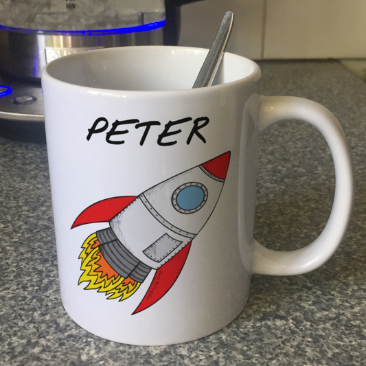 Space Rocket Personalised Mug - Space Enthusiast Custom Mug - Gift For Astronomer
