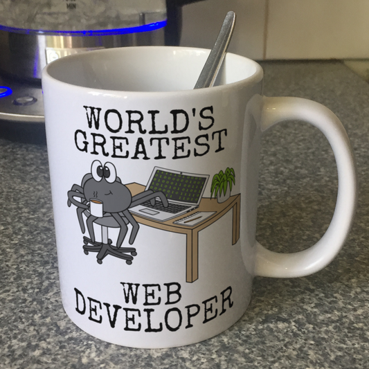 Funny Web Developer Mug - World's Greatest Web Developer - Spider Gift For Web Designer