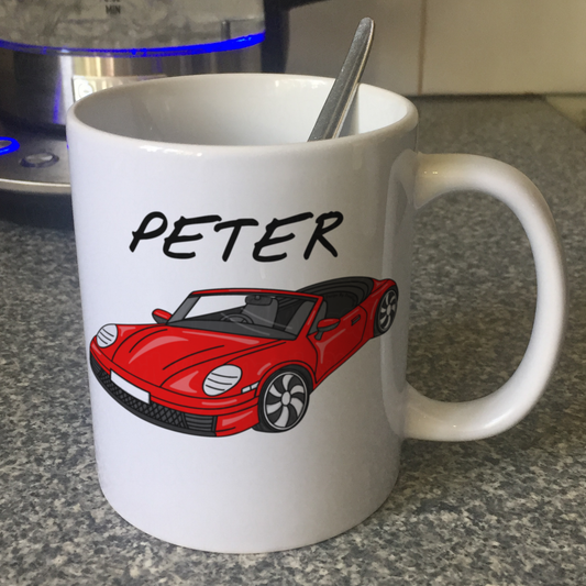 Car Enthusiast Personalised Mug (Red) - Custom Sports Car Mug - Gift For Motorist