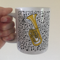 Tenor Horn Musical Notes Mug - Gift For Horn Player - Brass Musician Gift