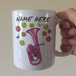 Floral Tenor Horn Mug - Custom Horn Player Mug - Personalised Brass Musician Gift