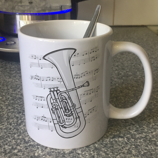 Tenor Horn Music Notation Mug - Gift For Horn Player - Brass Musician Gift