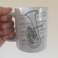 Tenor Horn Music Notation Mug - Gift For Horn Player - Brass Musician Gift