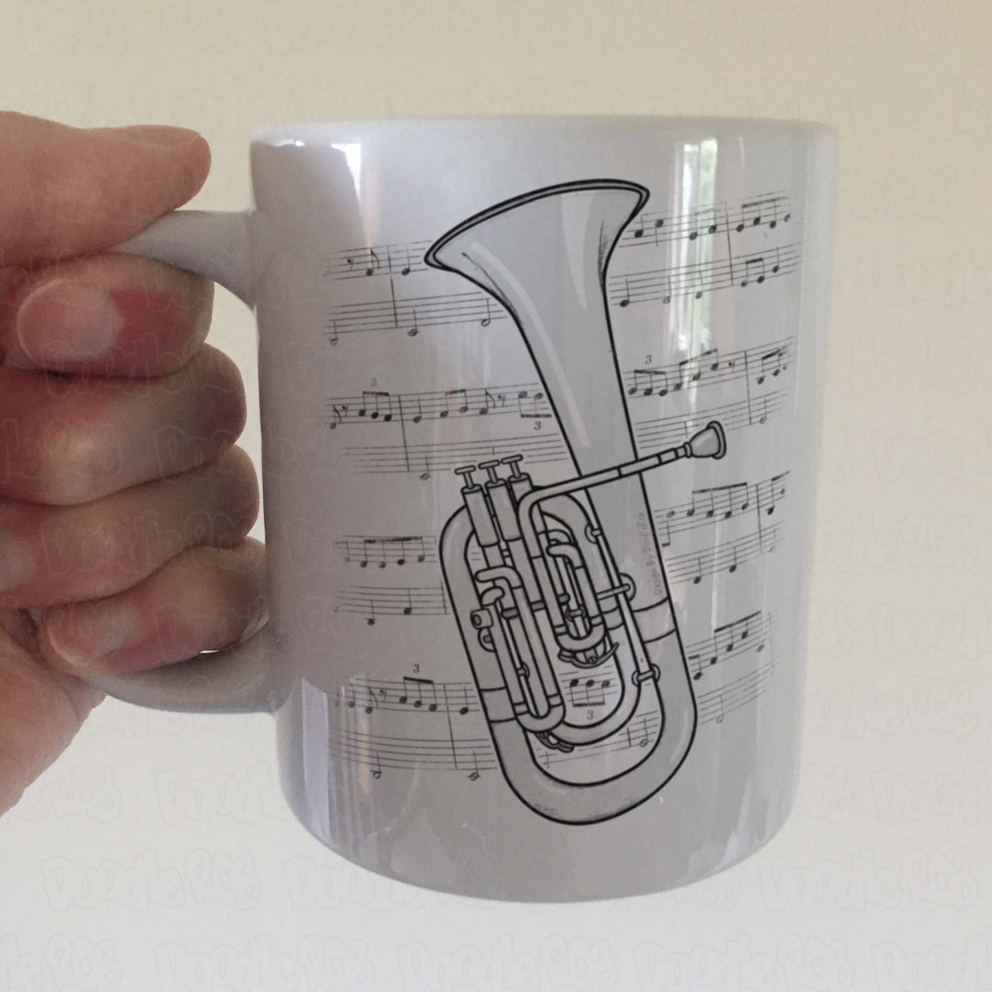Tenor Horn Music Notation Mug - Gift For Horn Player - Brass Musician Gift