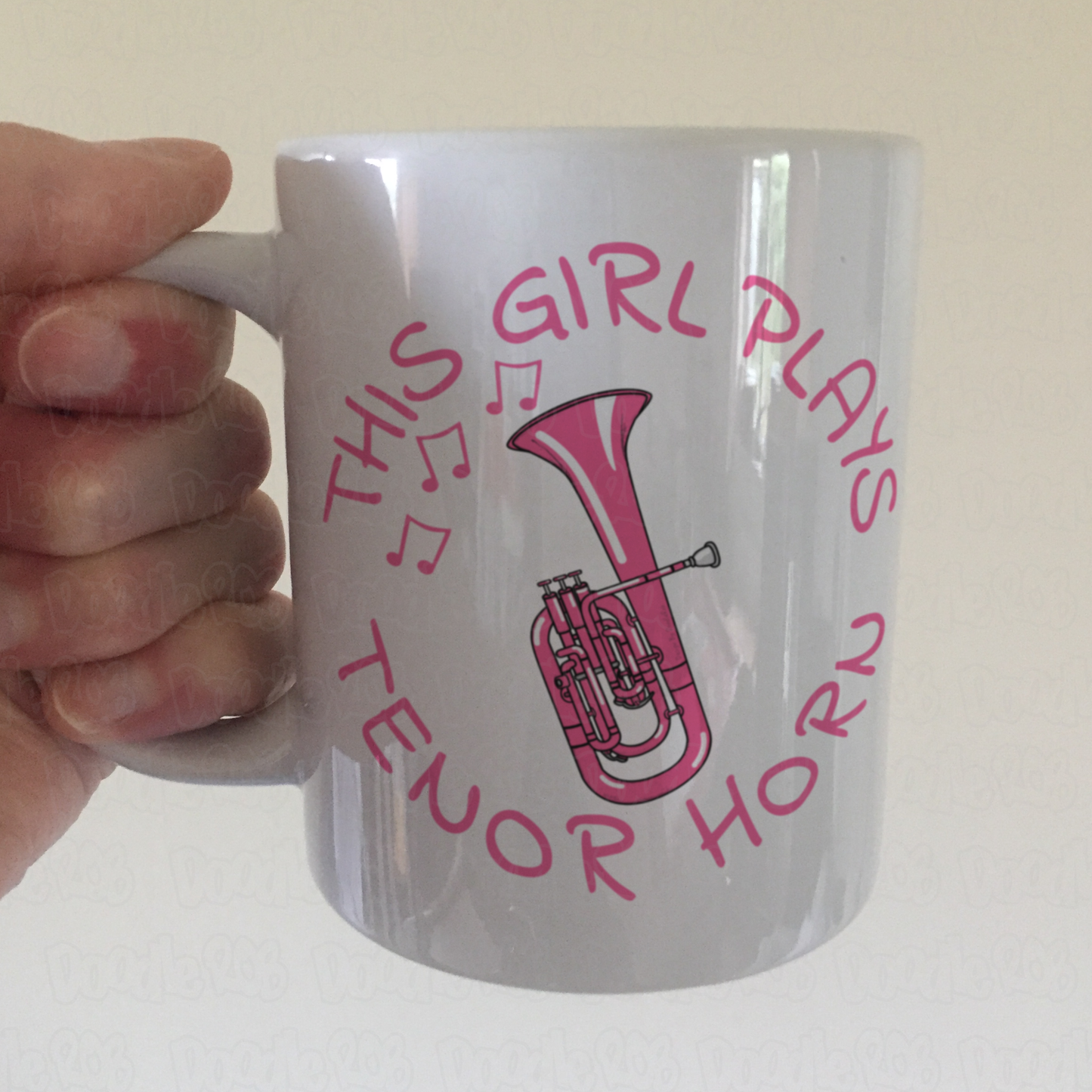 Pink Tenor Horn Mug - This Girl Plays Tenor Horn - Female Brass Musician Gift