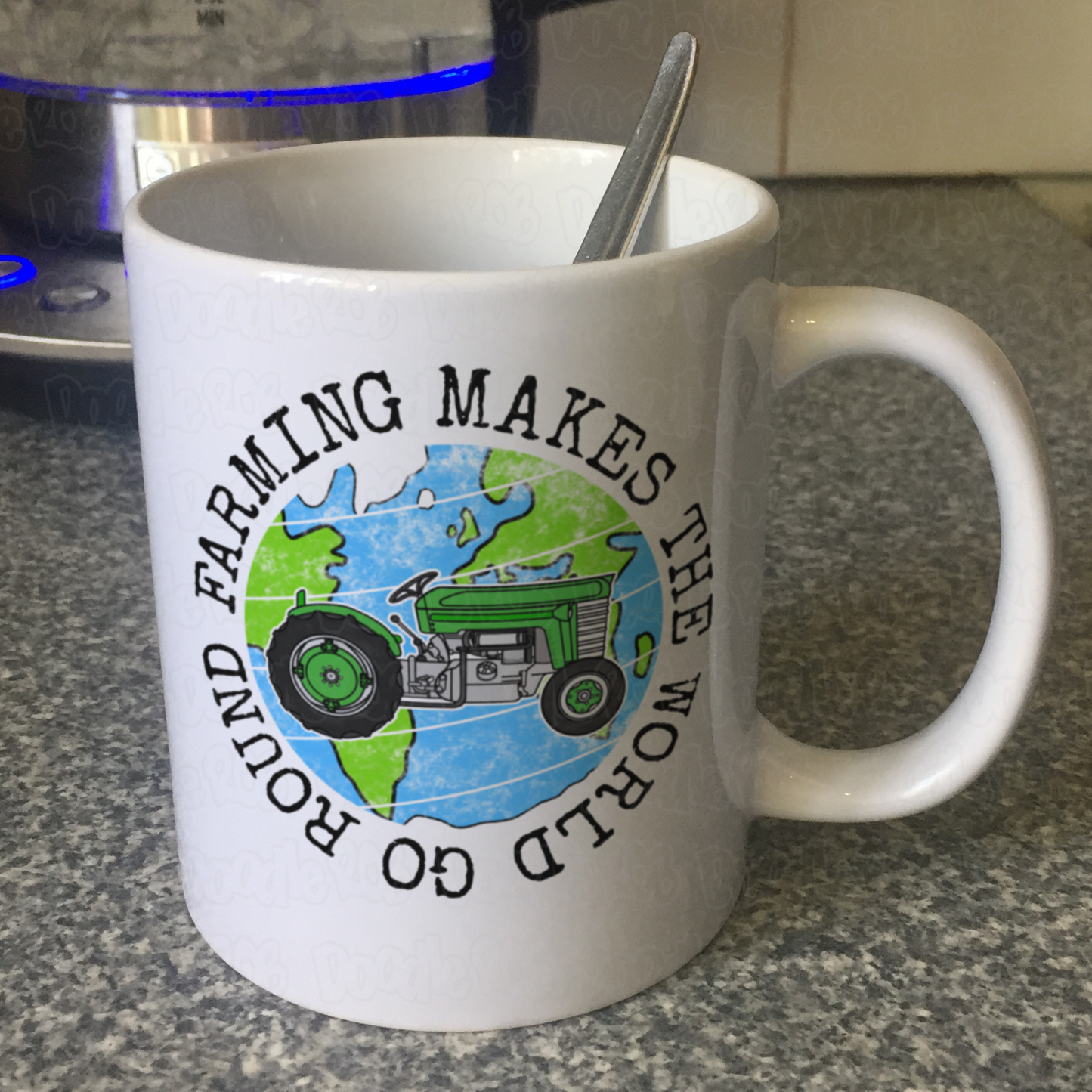 Funny Farmer Mug - Farming Makes The World Go Round - Vintage Tractor Mug - Earth Day Gift