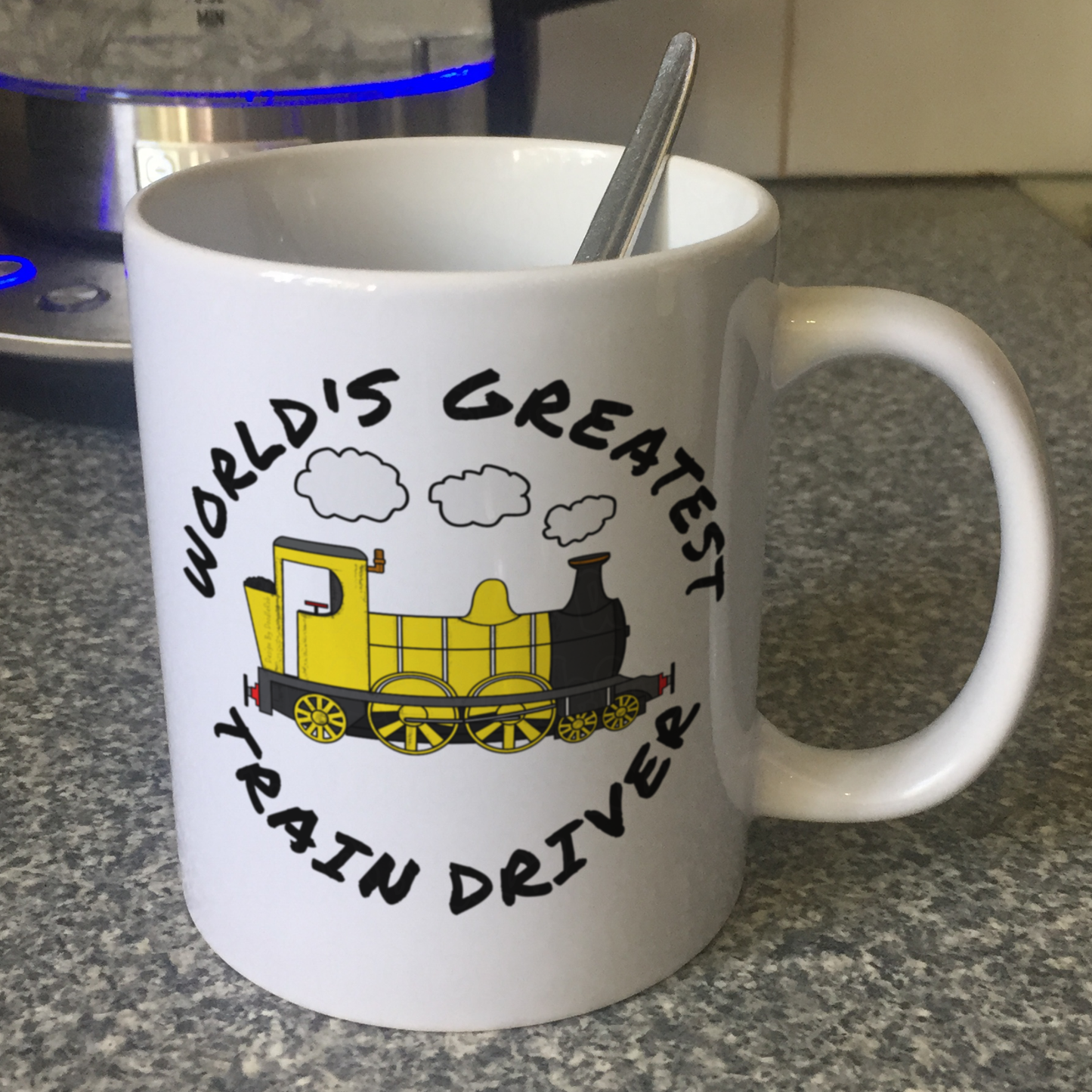 Steam Train Mug (Yellow) - World's Greatest Train Driver - Model Railway Enthusiast Gift