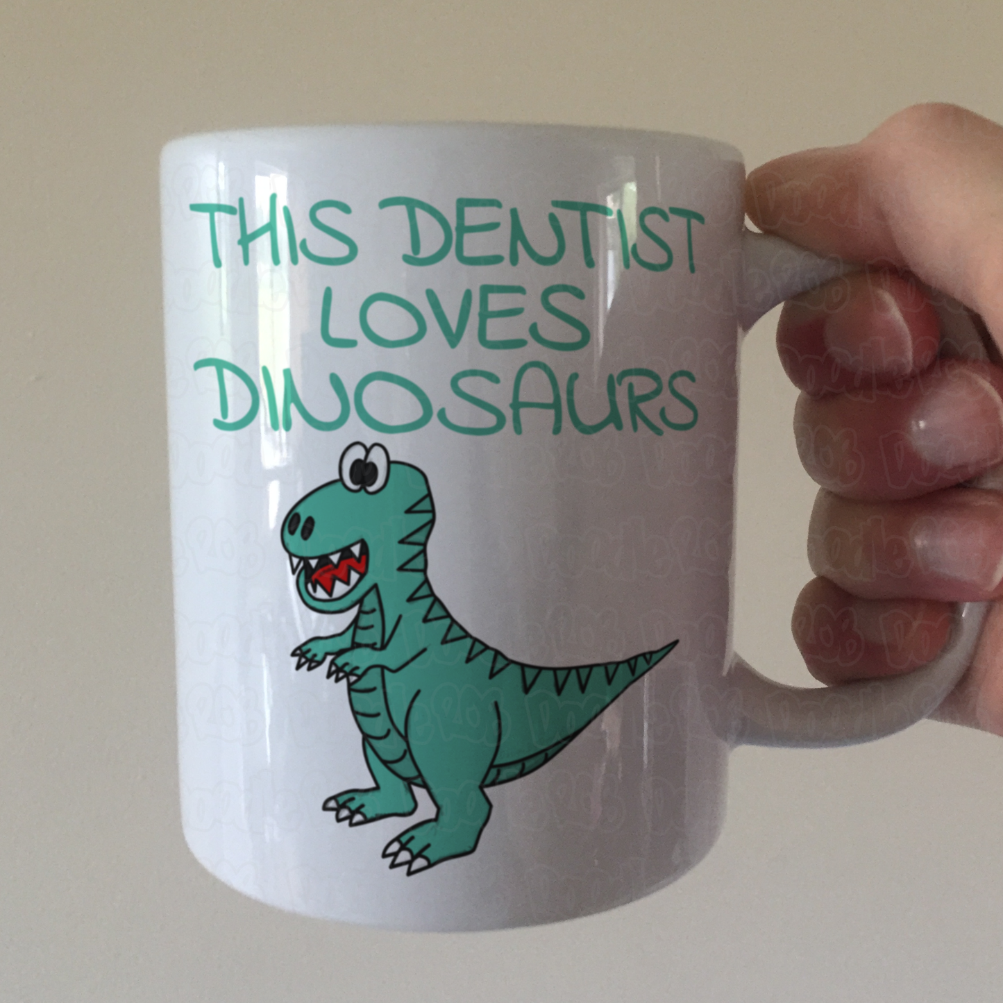 Dentist Dinosaur Mug - This Dentist Loves Dinosaurs - T-Rex Funny Gift For Dentist