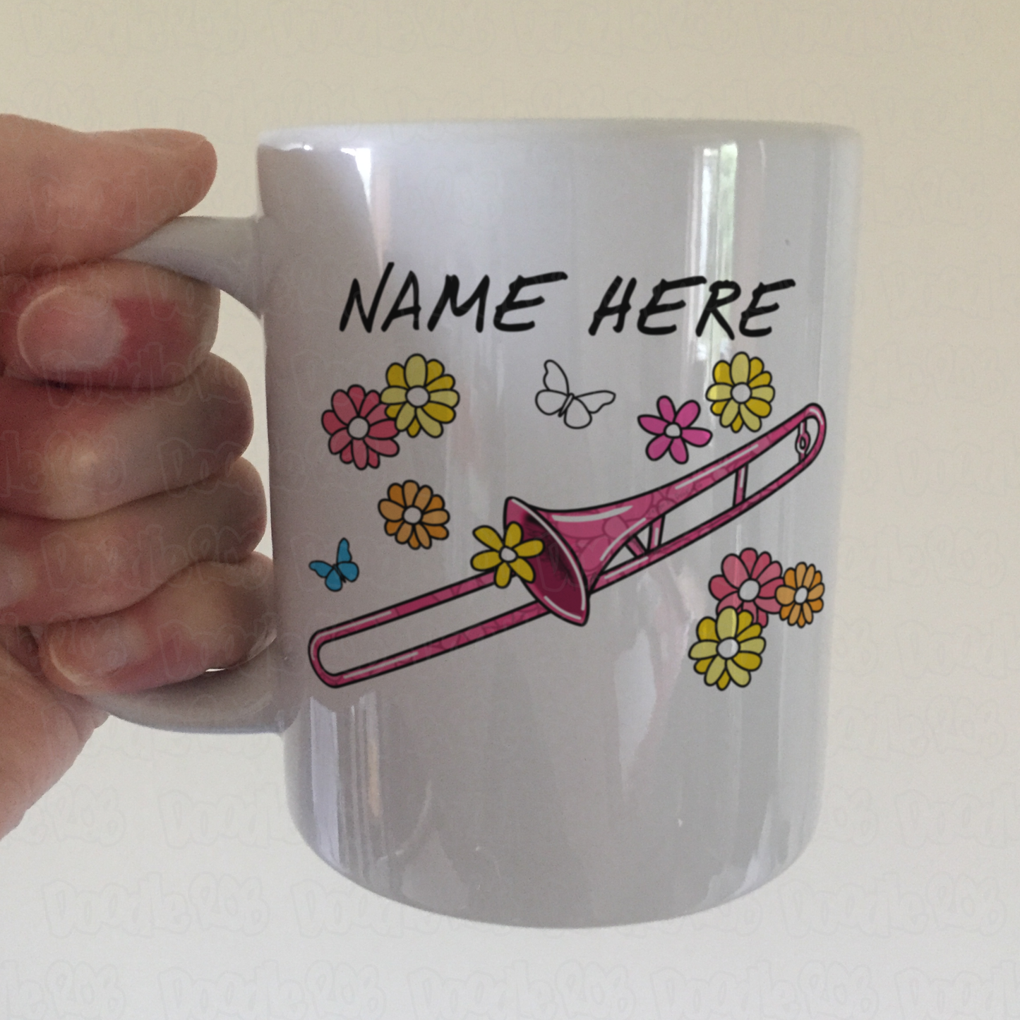 Floral Trombone Personalised Mug - Trombonist Custom Mug - Brass Musician Gift For Her