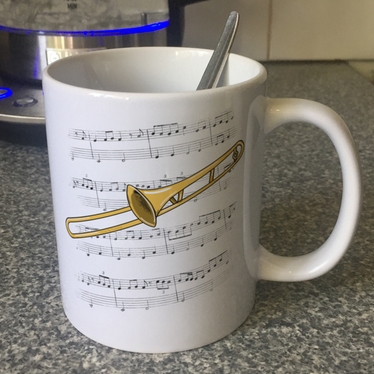 Trombone Music Notation Mug (Colour) - Gift For Trombonist - Brass Musician Gift