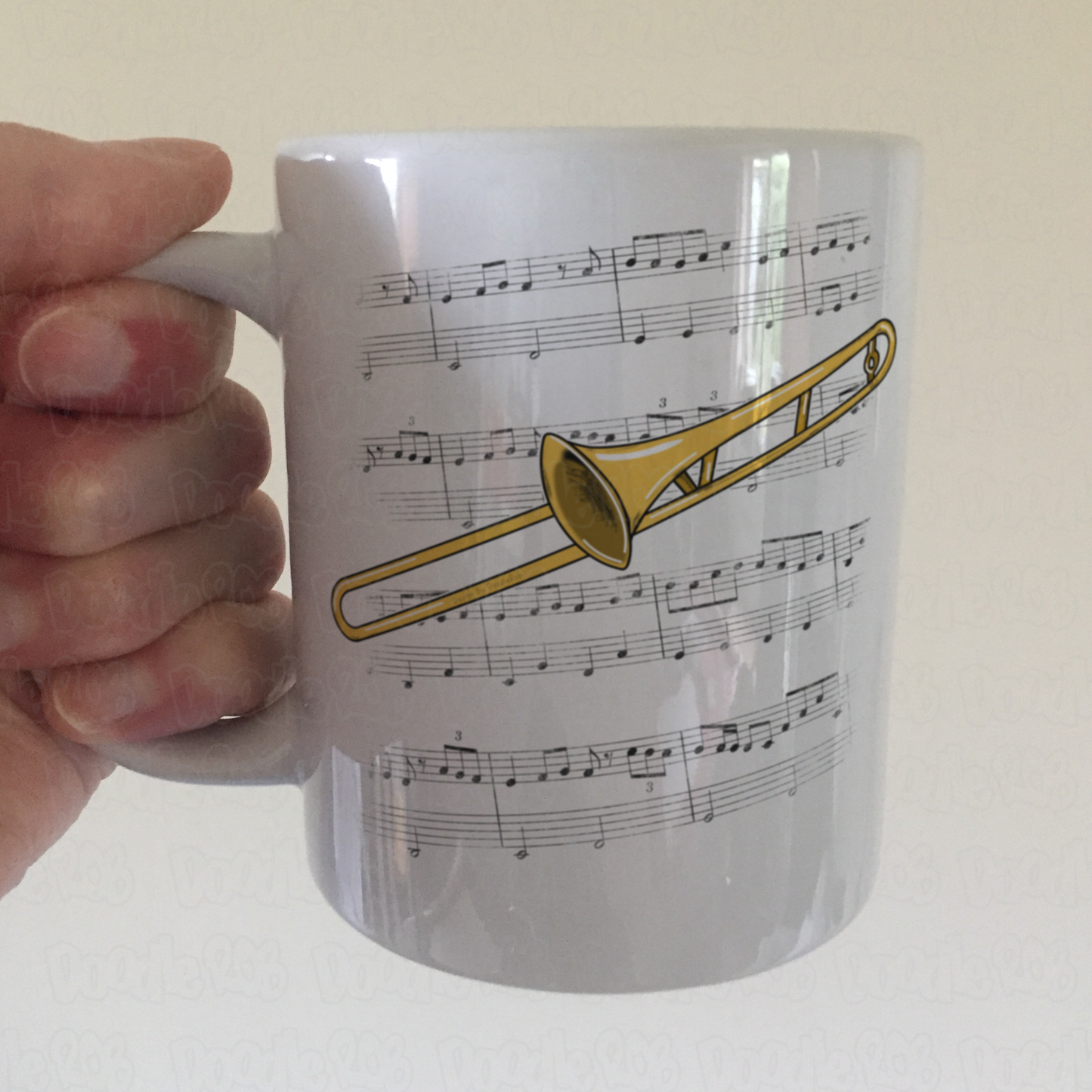 Trombone Music Notation Mug (Colour) - Gift For Trombonist - Brass Musician Gift