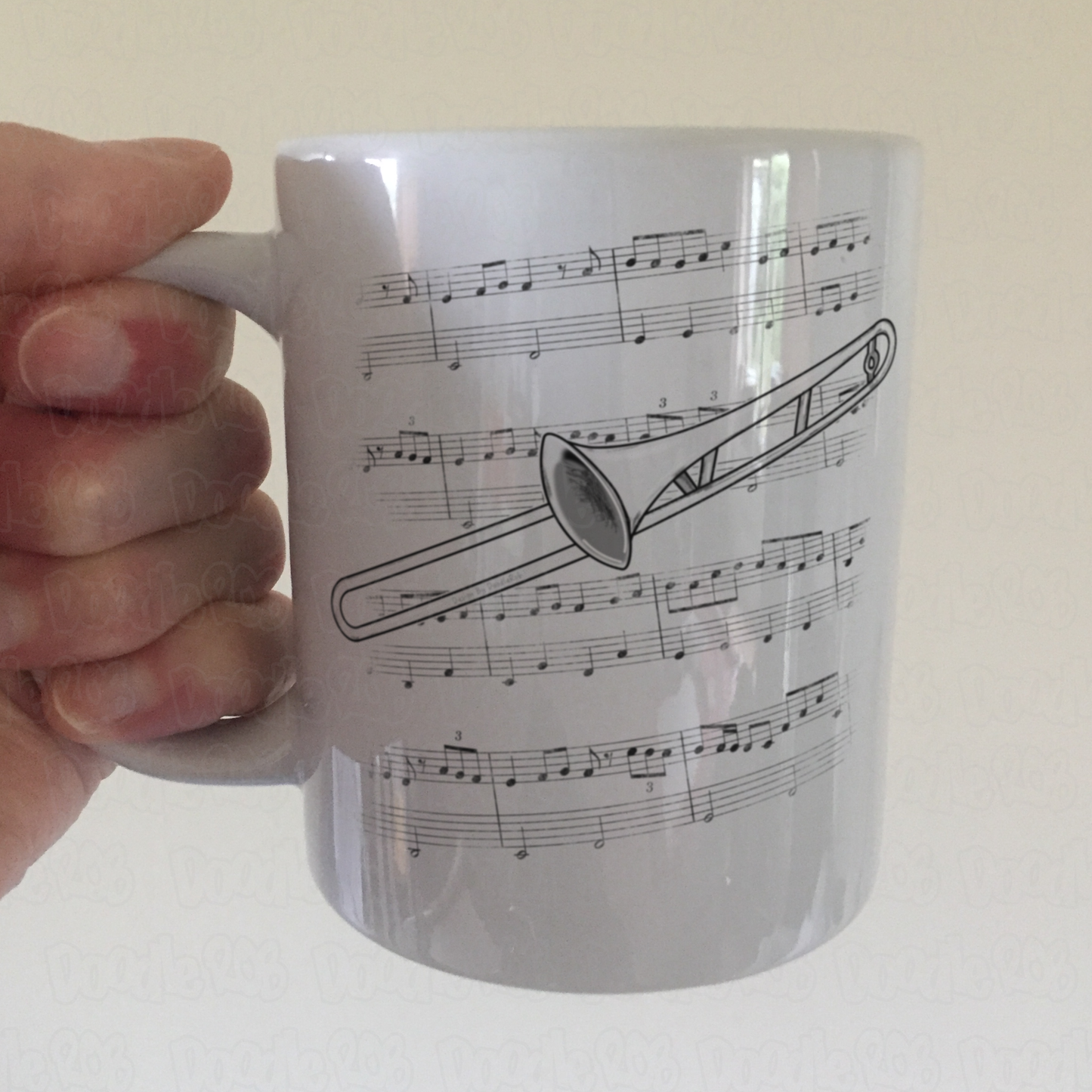 Trombone Music Notation Mug - Gift For Trombonist - Brass Musician Gift
