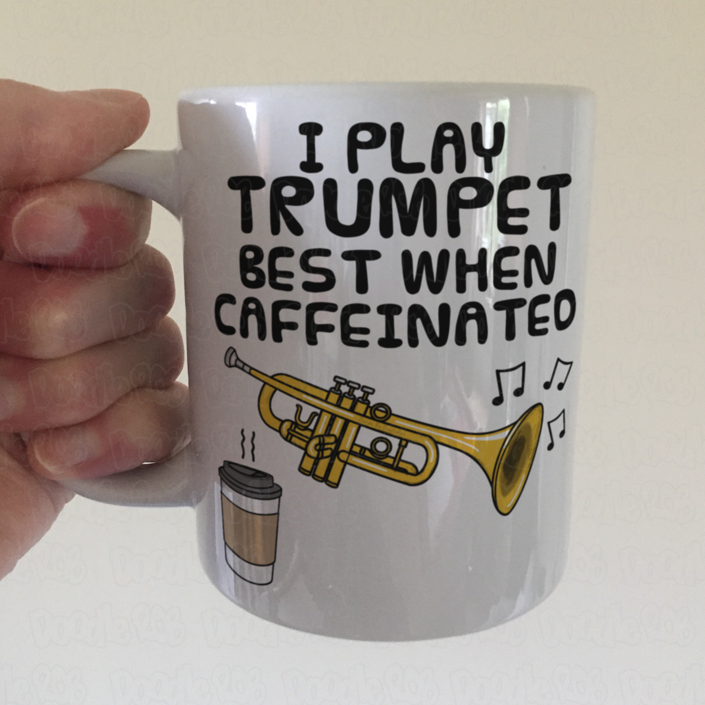 Trumpet Coffee Mug - I Play Trumpet Best When Caffeinated - Trumpeter Brass Musician Gift
