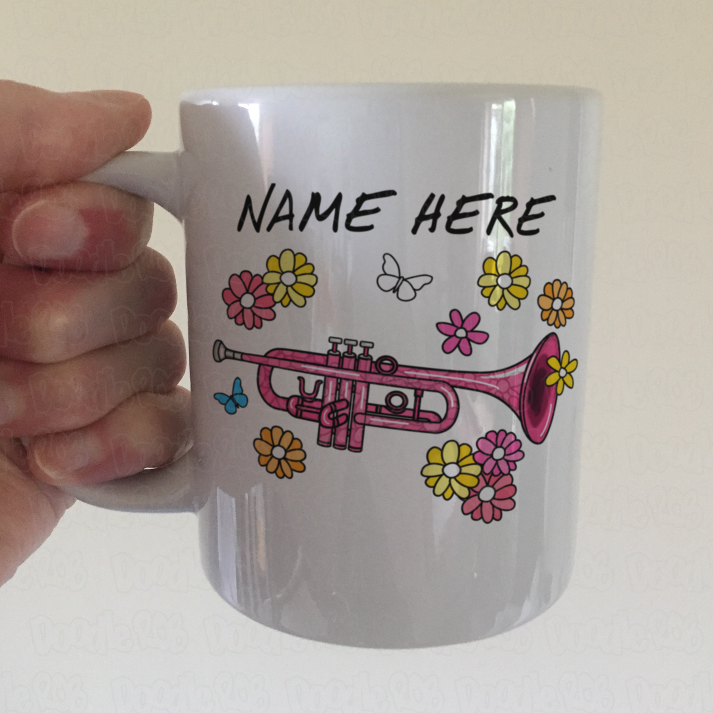 Floral Trumpet Personalised Mug - Custom Gift For Trumpeter - Brass Musician Gift For Her