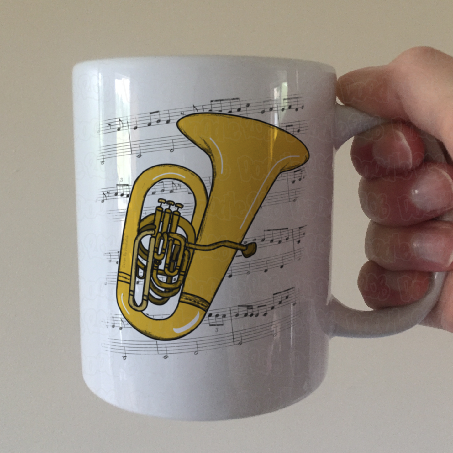 Tuba Music Notation Mug (Colour) - Gift For Tubaist - Tuba Teacher Mug - Brass Musician Gift