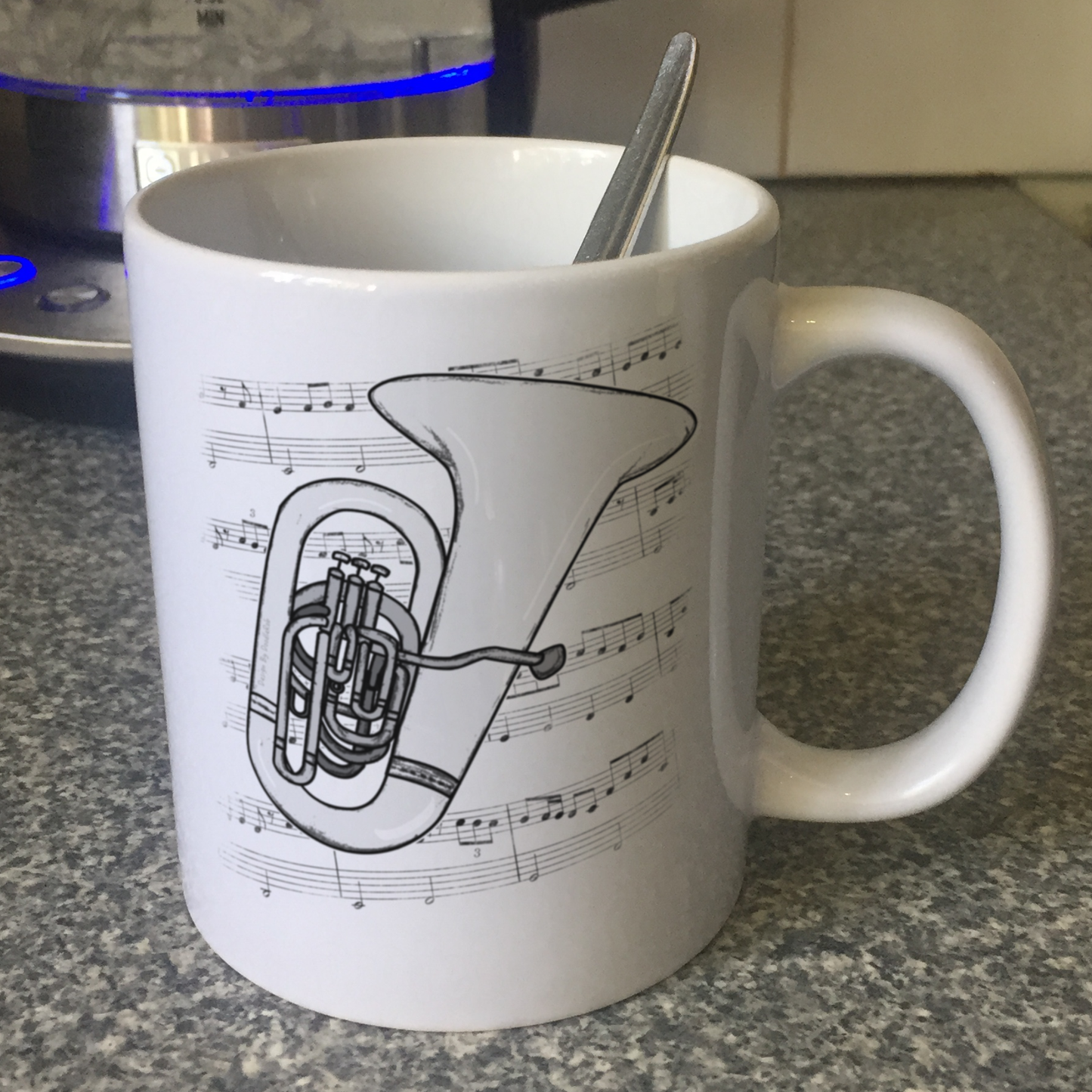 Tuba Music Notation Mug - Gift For Tubaist - Tuba Teacher Mug - Brass Musician Gift