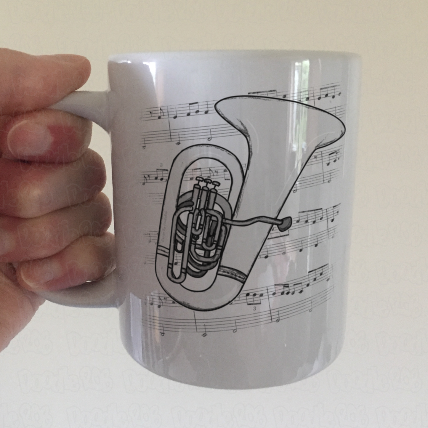 Tuba Music Notation Mug - Gift For Tubaist - Tuba Teacher Mug - Brass Musician Gift