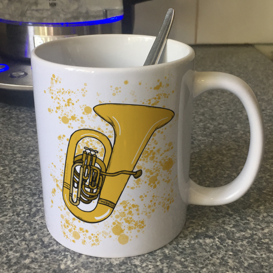 Tuba Paint Splatter Mug - Gift For Tuba Teacher - Brass Musician Mug