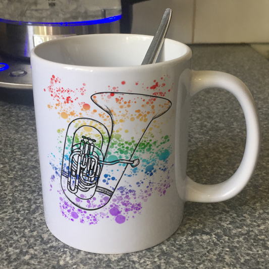 Tuba Rainbow Mug - Gift For Tubaist - Tuba Teacher Mug - Brass Musician Gift