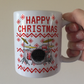 Drummer Christmas Mug (Ugly Sweater Style) - Drum Teacher Xmas Mug - Musician Christmas Gift