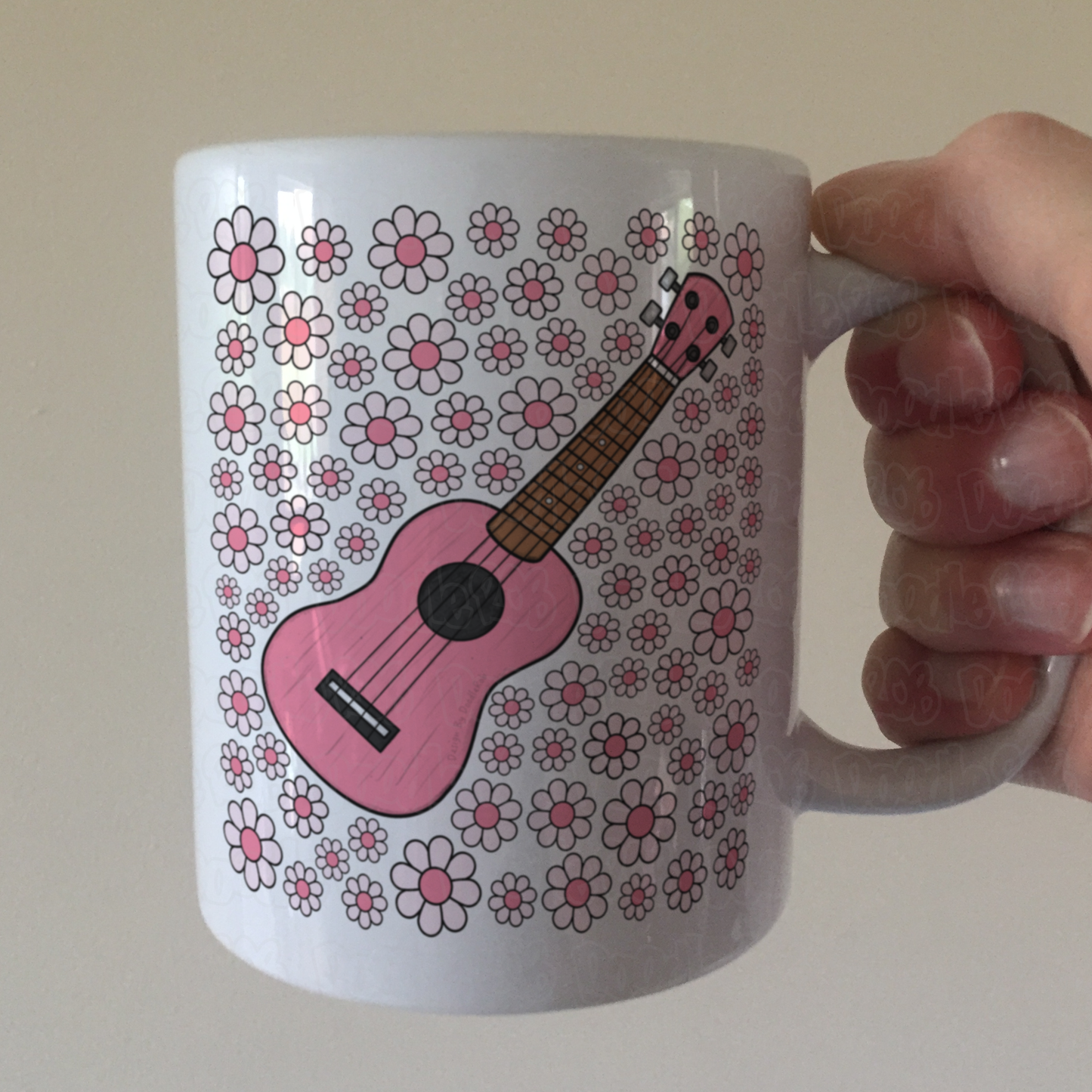 Ukulele Floral Mug (Pink Flowers) - Female Uke Player - Musician Gift For Girl