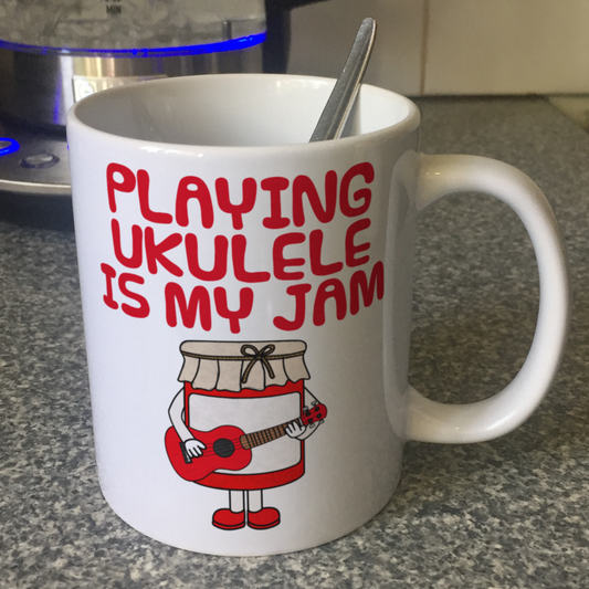 Funny Ukulele Mug - Playing Ukulele Is My Jam - Funny Gift For Ukulelist - Music Teacher Gift