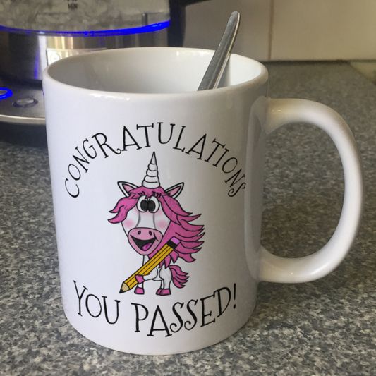 Unicorn School Mug - Congratulations You Passed - GCSE Exam Gift - School Exam Gift