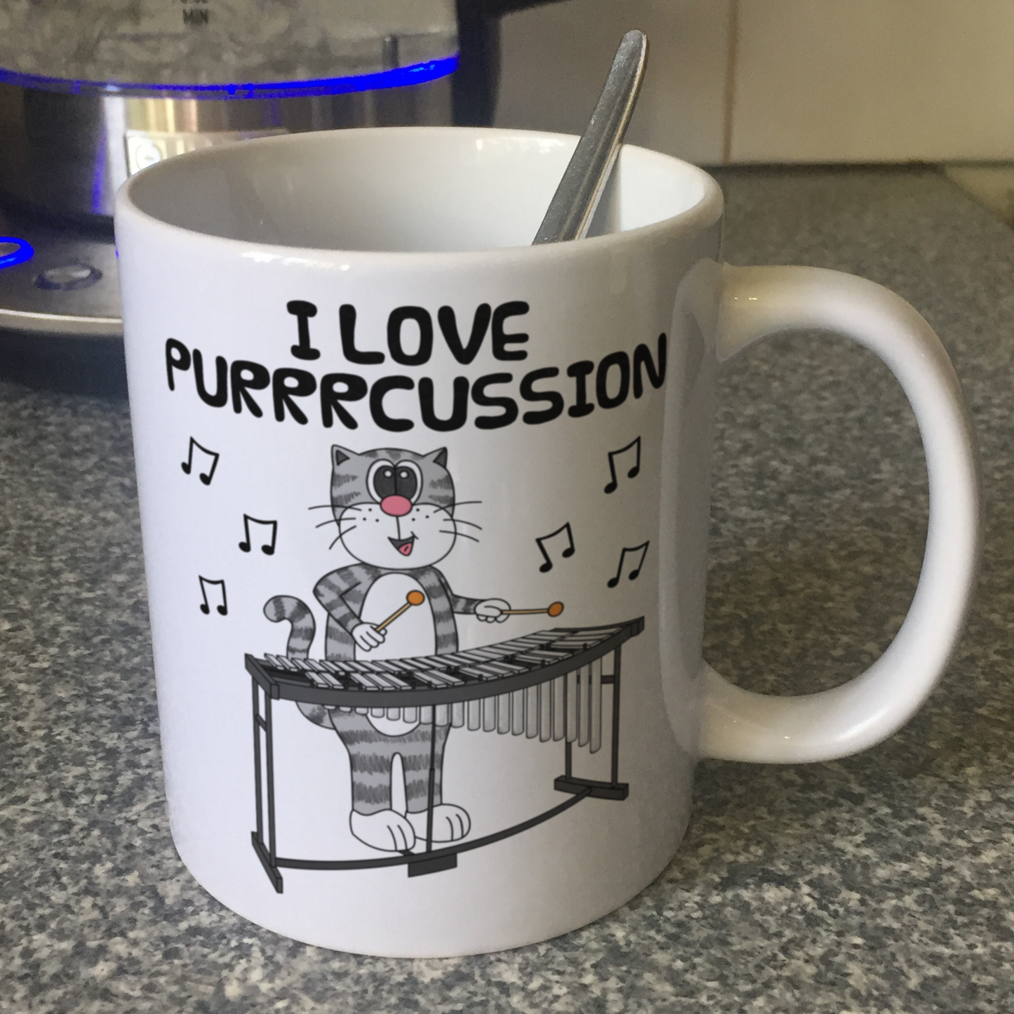Funny Vibraphone Mug - Cat Playing Vibraphone - Percussion Teacher Mug - Orchestral Musician Gift
