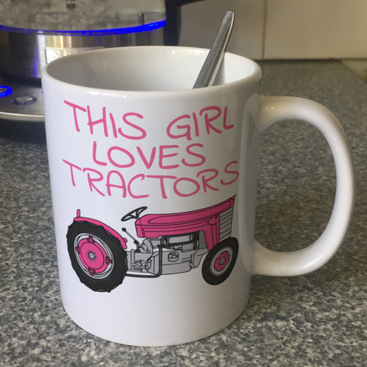 Vintage Tractor Mug - This Girl Loves Tractors - Female Farmer Mug - Farming Gift For Her