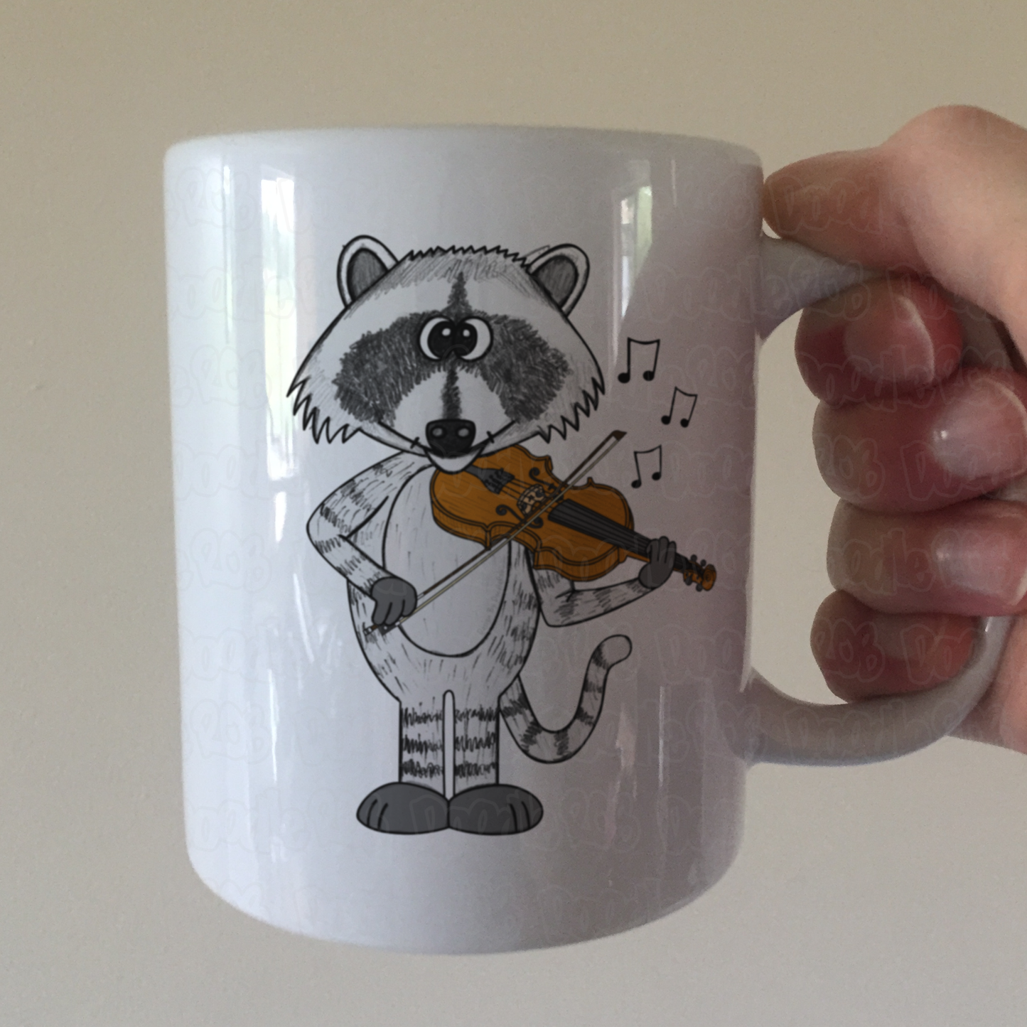 Raccoon Violin Mug - Funny Gift For Violinist - String Musician Gift For Animal Lovers