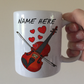 Personalised Violin Mug (Hearts) - Violinist Custom Gift - Wedding Musician Mug