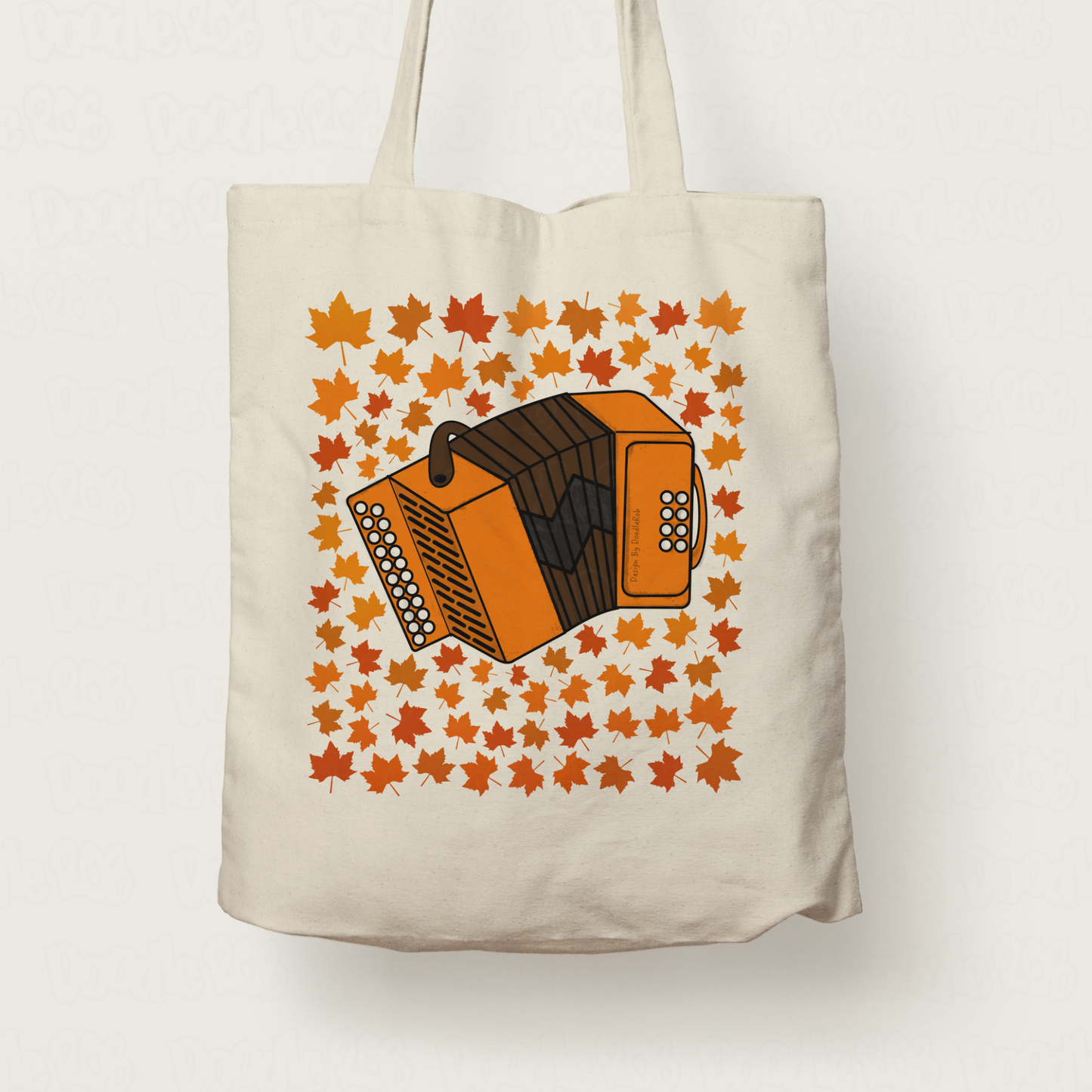 Autumn Accordion Tote Bag (Leaves) - Accordionist Gift - Folk Musician Gift For Fall or Thanksgiving