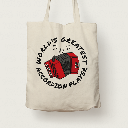 Accordion Tote Bag - World's Greatest Accordion Player - Accordionist Gift