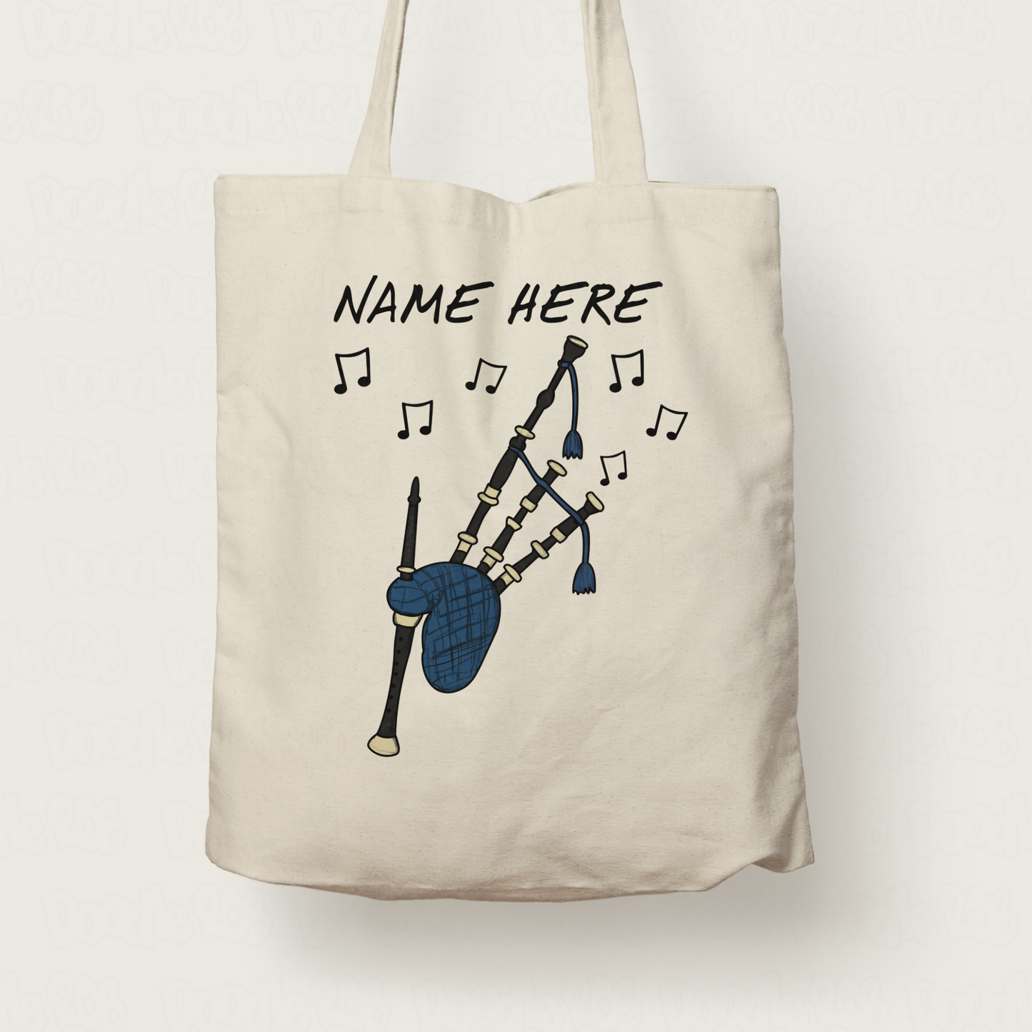 Personalised Bagpipes Tote Bag - Custom Gift For Piper - Scottish Musician Gift