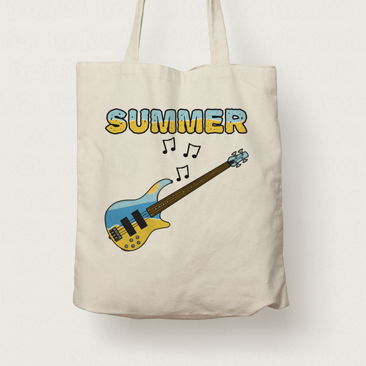 Bass Guitar Summer Tote Bag - Bassist Gift - Summer Musician Tote Bag