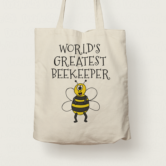 Funny Beekeeper Tote Bag - World's Greatest Beekeeper - Gift For Apiarist - Cute Bee Tote Bag
