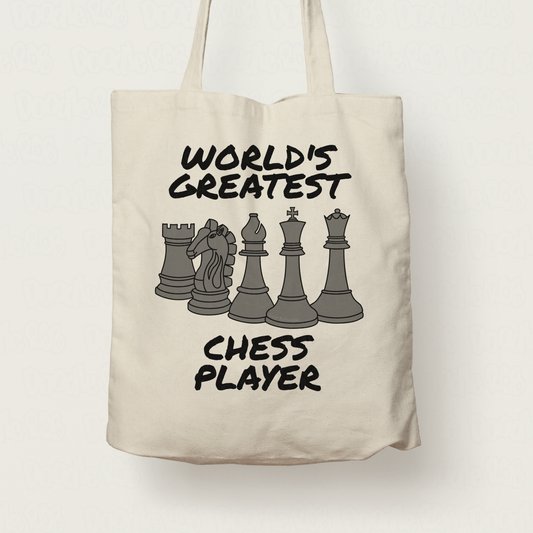Funny Chess Tote Bag - World's Greatest Chess Player - Chess Teacher Gift