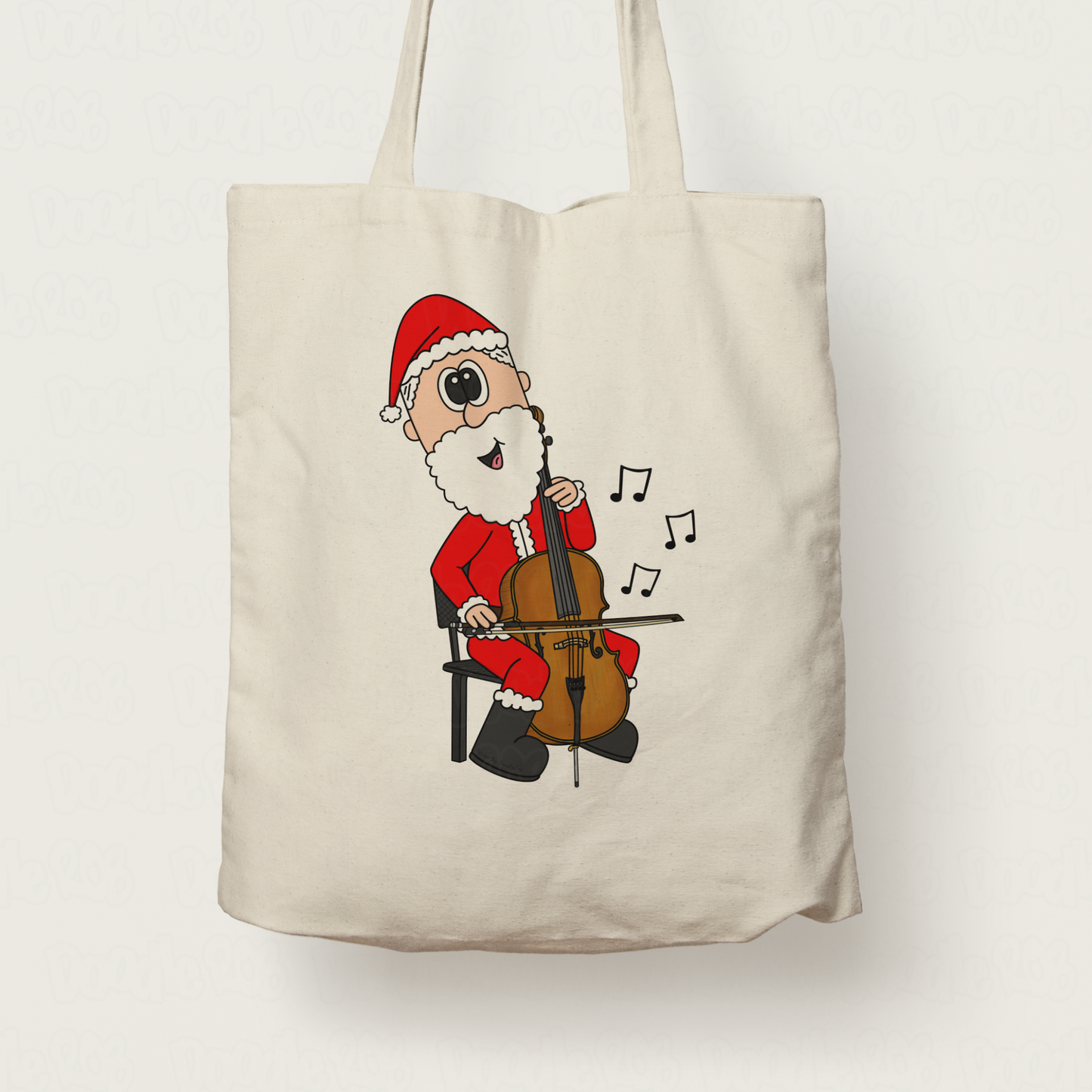 Cello Christmas Tote Bag - Santa Playing Cello - Gift For Cellist - String Musician Gift