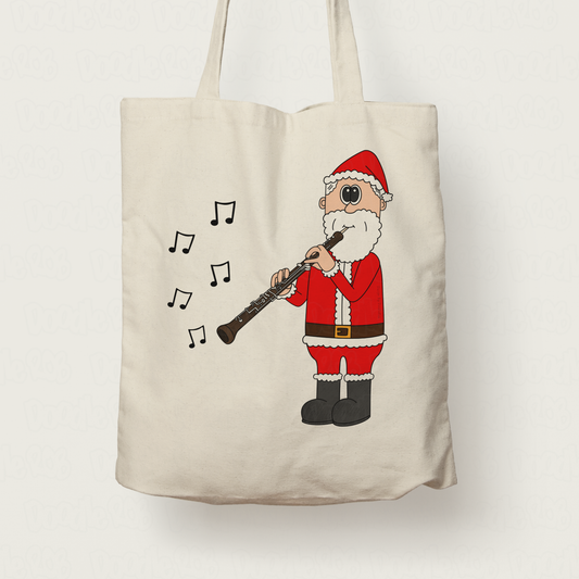 Oboe Christmas Tote Bag - Santa Playing Oboe - Gift For Oboist - Woodwind Musician Gift