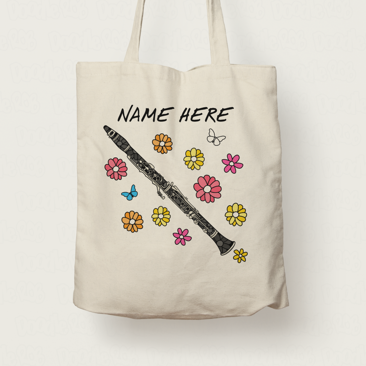 Floral Clarinet Tote Bag - Custom Gift For Clarinetist - Personalised Clarinet Gift For Her