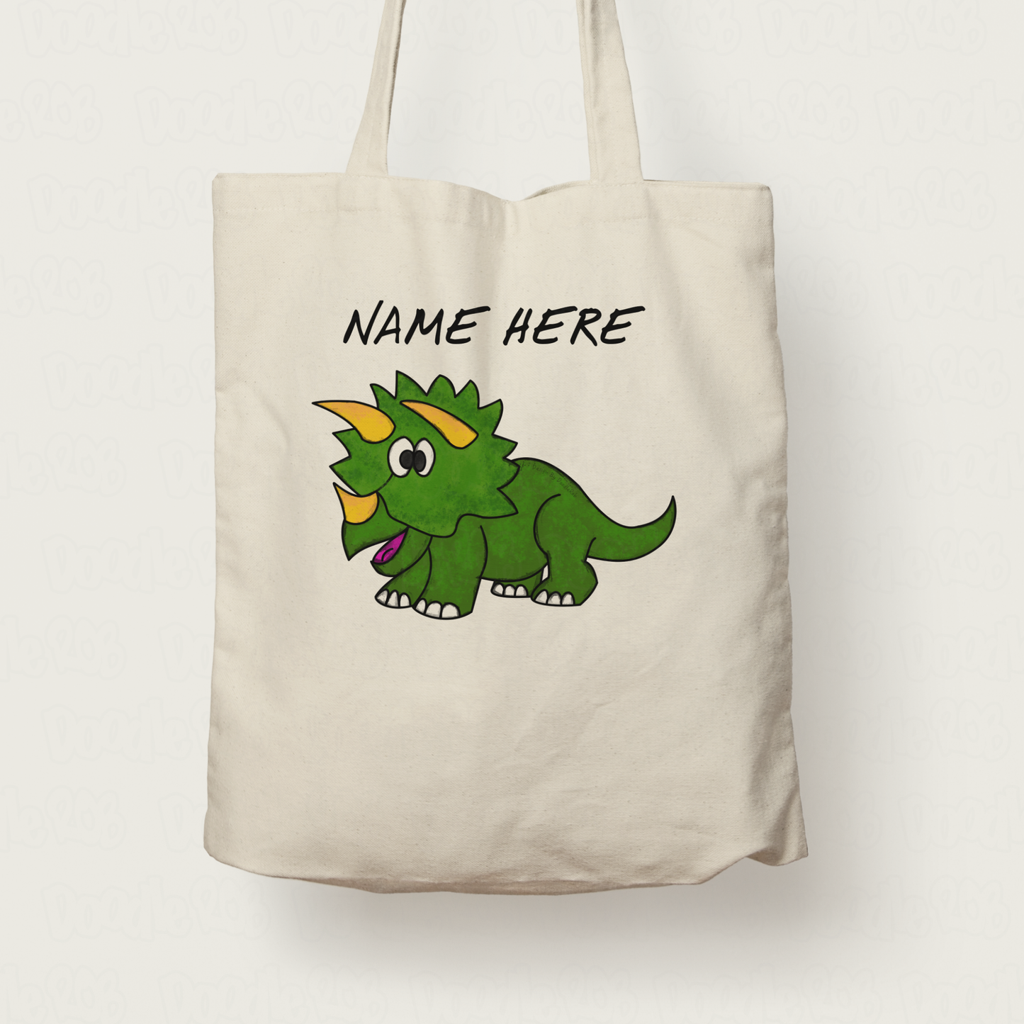 Triceratops Personalised Tote Bag - Custom Dinosaur Tote Bag - Personalised Dinosaur Gift