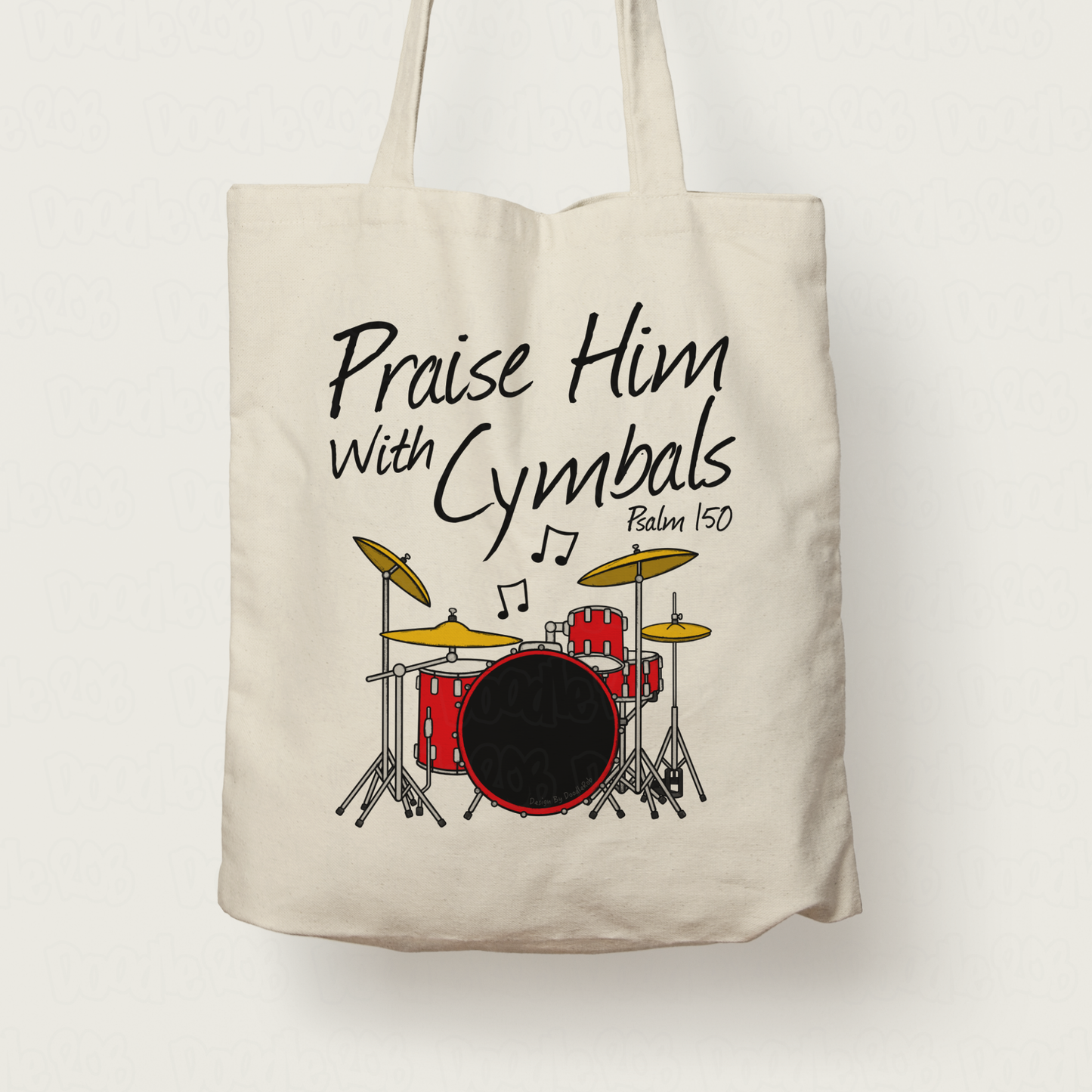 Christian Drummer Tote Bag - Praise Him With Cymbals (Psalm 150) - Church Musician Gift