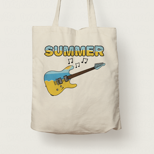 Electric Guitar Summer Tote Bag - Guitarist Gift - Summer Musician Tote Bag