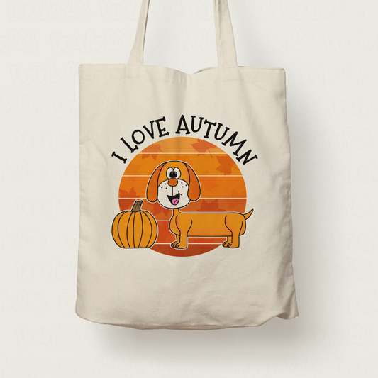 Autumn Dachshund Tote Bag - I Love Autumn - Halloween Alternative Gift