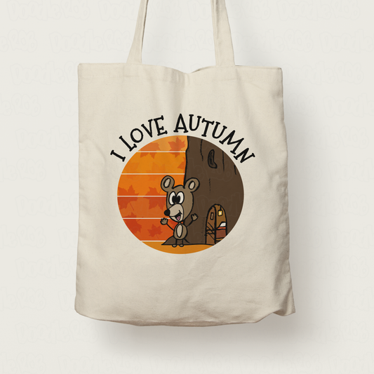 Autumn Mouse Tote Bag - I Love Autumn - Gift For Wildlife Lover