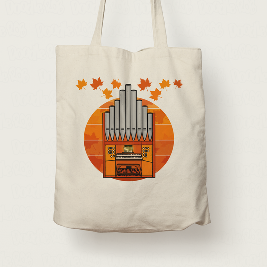 Autumn Church Organ Tote Bag - Gift For Church Organist - Organ Teacher Gift