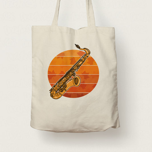 Autumn Saxophone Tote Bag - Gift For Saxophonist - Jazz Musician Gift