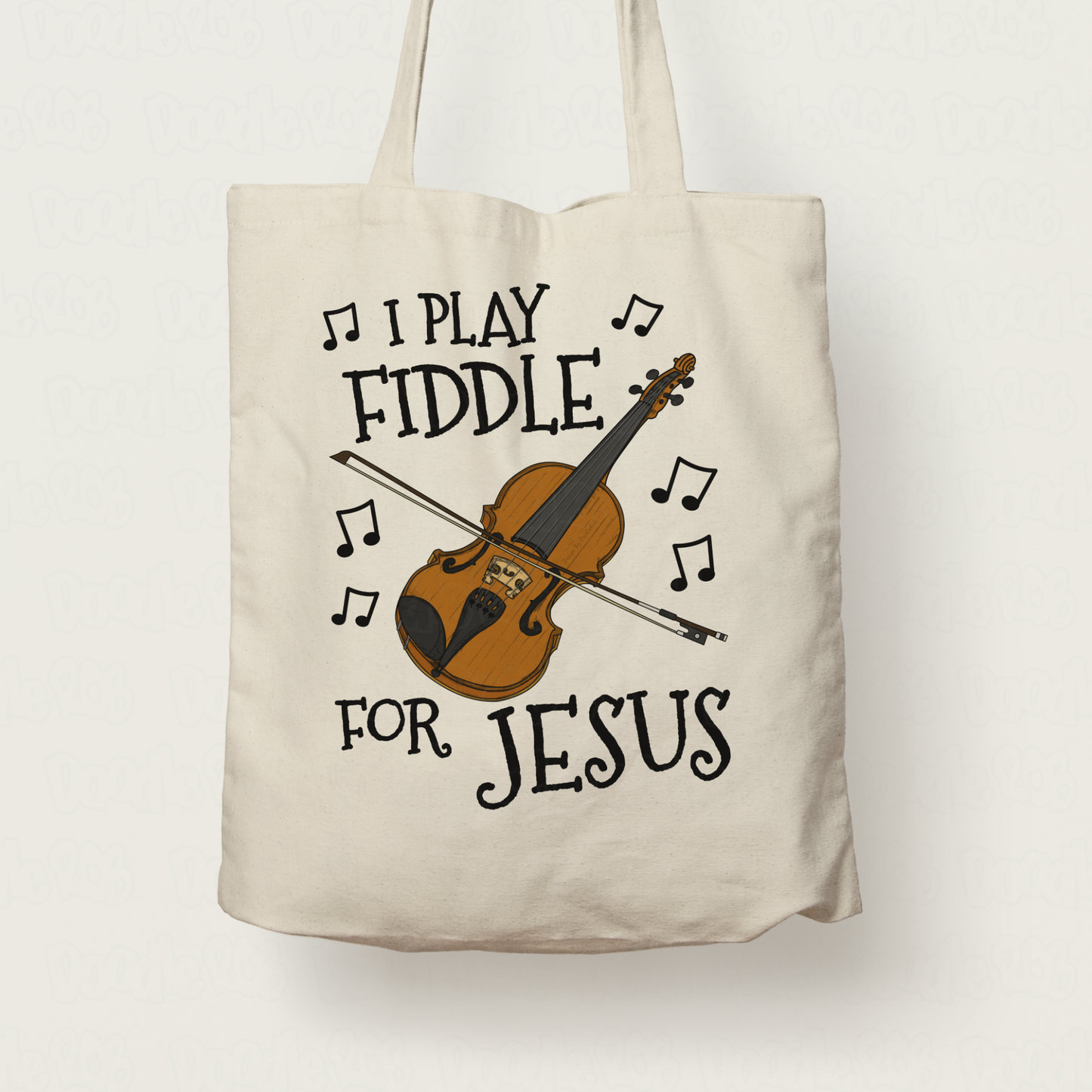 Christian Fiddle Player Tote Bag - I Play Fiddle For Jesus - Church Fiddler Gift