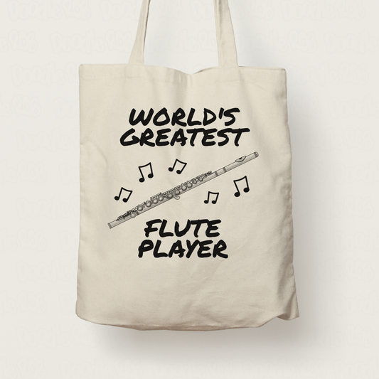 Flute Tote Bag - World's Greatest Flute Player - Gift For Flutist (USA)